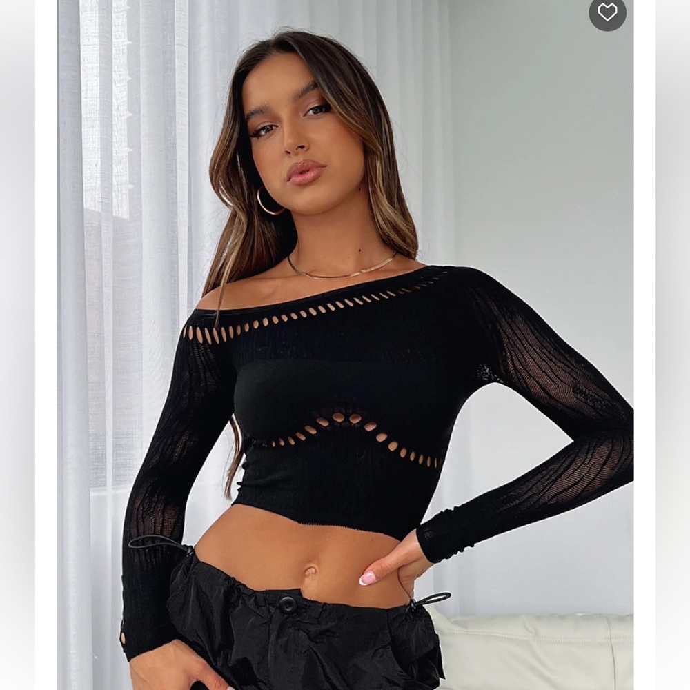 White Fox Boutique  Losing Sleep Long Sleeve Top Black